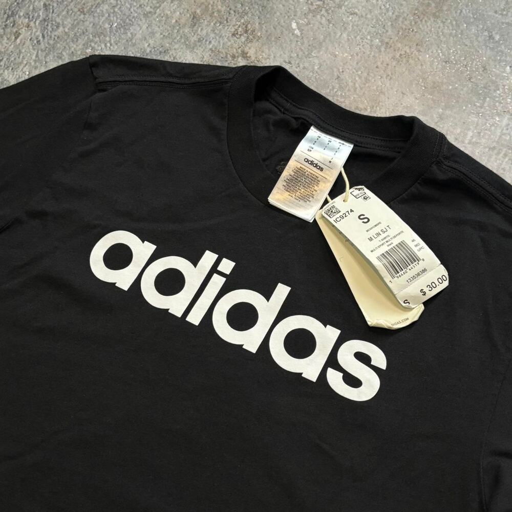NWT Black & White Adidas Logo T Shirt! Crewneck Size Small